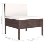 vidaXL Set da Salotto da Giardino Marrone e Bianco Crema