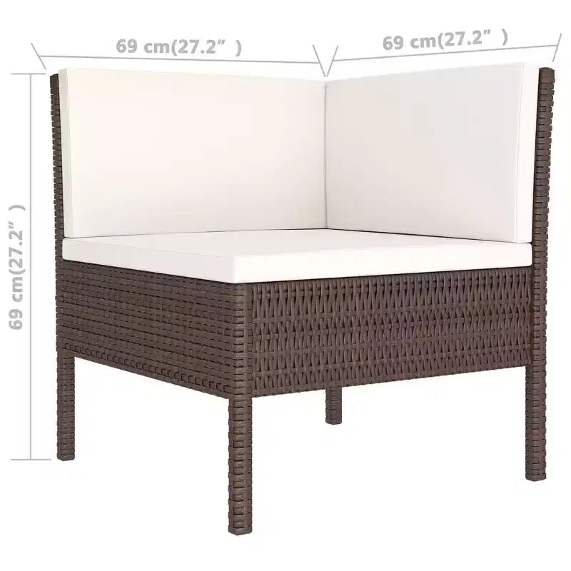 vidaXL Set da Salotto da Giardino Marrone e Bianco Crema