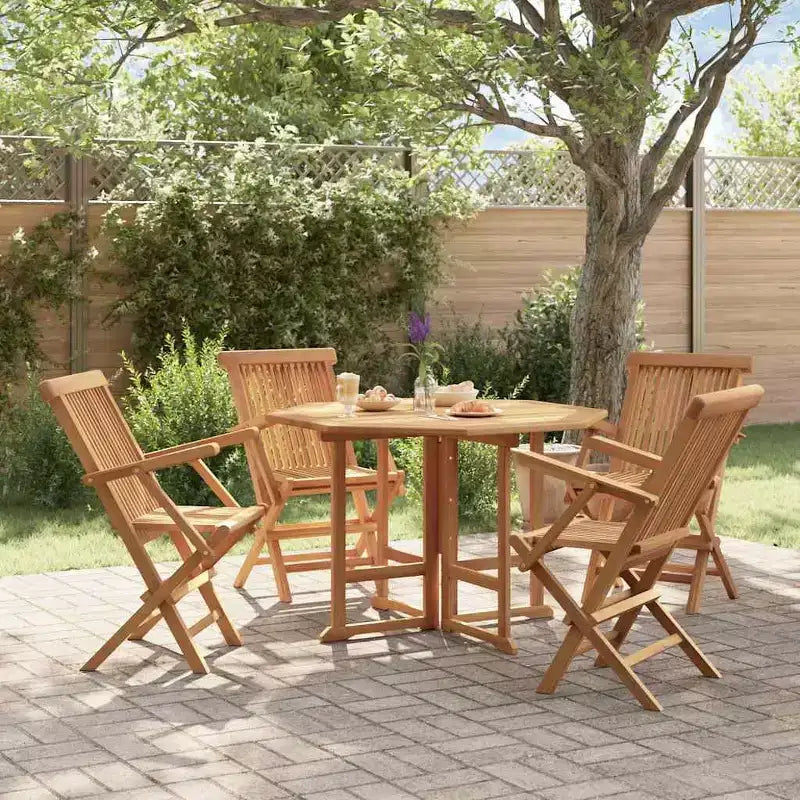 vidaXL Set da pranzo per esterni in teak naturale Teak levigato Legno duro Teak medio