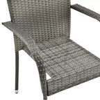 vidaXL Dining Set Grey PE Rattan, Powder-Coated Steel, Glass Compact