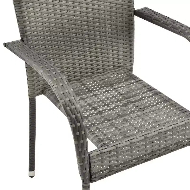 vidaXL Dining Set Grey PE Rattan, Powder-Coated Steel, Glass Compact