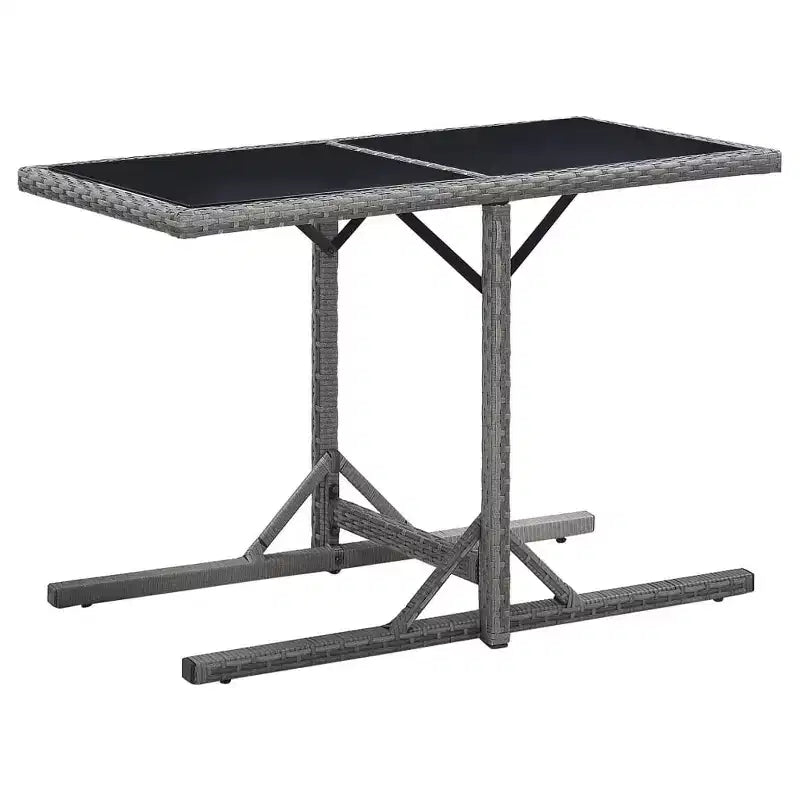 vidaXL Dining Set Grey PE Rattan, Powder-Coated Steel, Glass Compact