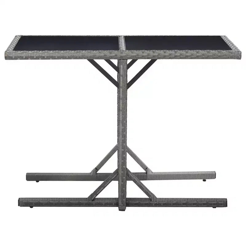 vidaXL Dining Set Grey PE Rattan, Powder-Coated Steel, Glass Compact