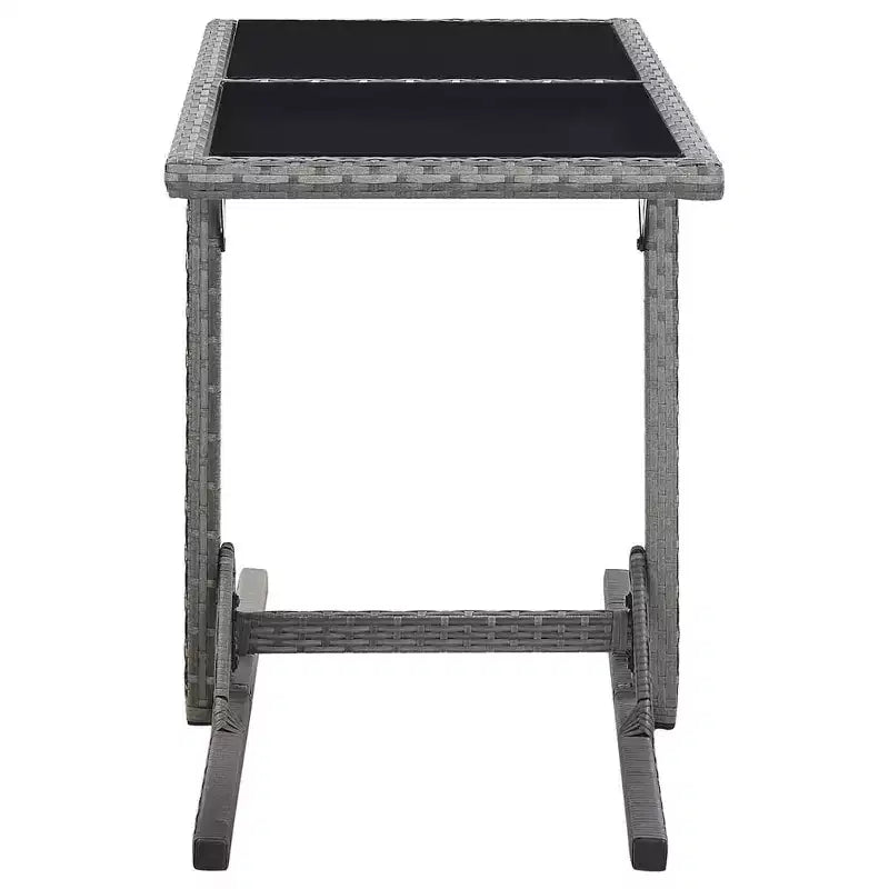 vidaXL Dining Set Grey PE Rattan, Powder-Coated Steel, Glass Compact