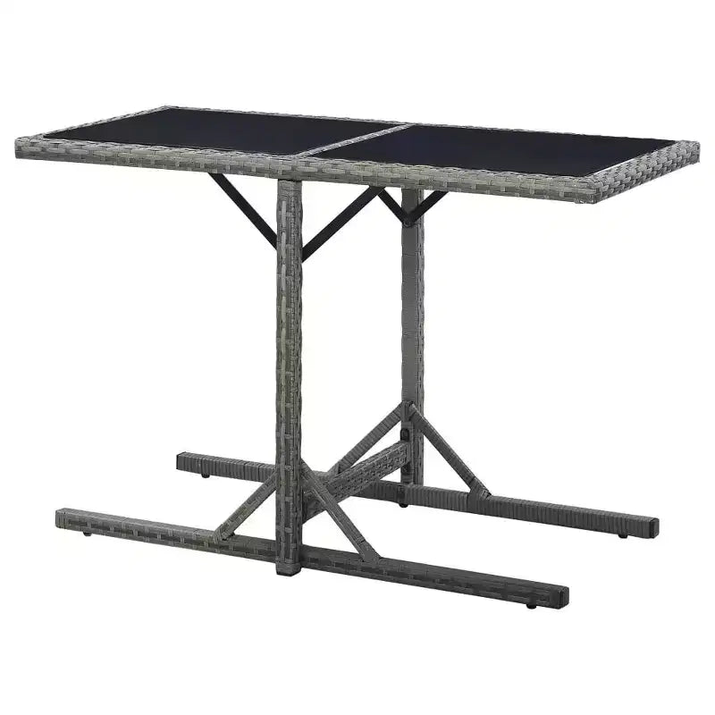 vidaXL Dining Set Grey PE Rattan, Powder-Coated Steel, Glass Compact