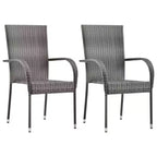 vidaXL Dining Set Grey PE Rattan, Powder-Coated Steel, Glass Compact