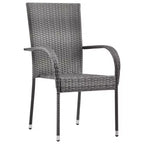 vidaXL Dining Set Grey PE Rattan, Powder-Coated Steel, Glass Compact