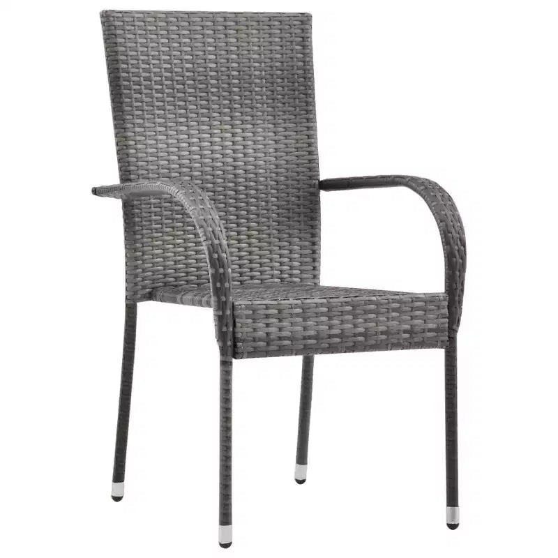 vidaXL Dining Set Grey PE Rattan, Powder-Coated Steel, Glass Compact