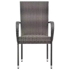 vidaXL Dining Set Grey PE Rattan, Powder-Coated Steel, Glass Compact