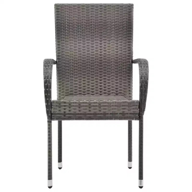 vidaXL Dining Set Grey PE Rattan, Powder-Coated Steel, Glass Compact