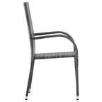 vidaXL Dining Set Grey PE Rattan, Powder-Coated Steel, Glass Compact