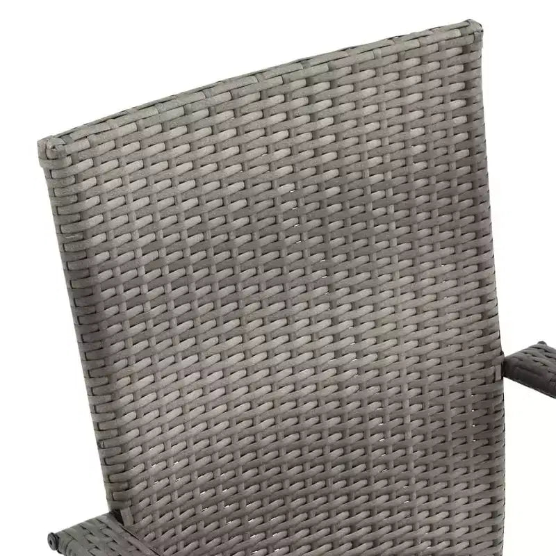 vidaXL Dining Set Grey PE Rattan, Powder-Coated Steel, Glass Compact