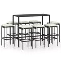 vidaXL Garden Bar Set PE rattan 3 Piece Set Footrest