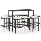 vidaXL Garden Bar Set PE rattan 3 Piece Set Footrest