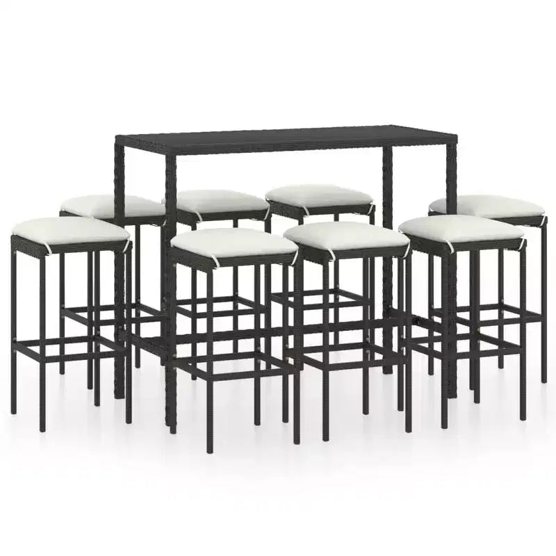 vidaXL Garden Bar Set PE rattan 3 Piece Set Footrest
