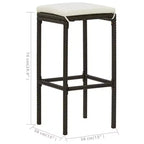 vidaXL Garden Bar Set PE rattan 3 Piece Set Footrest