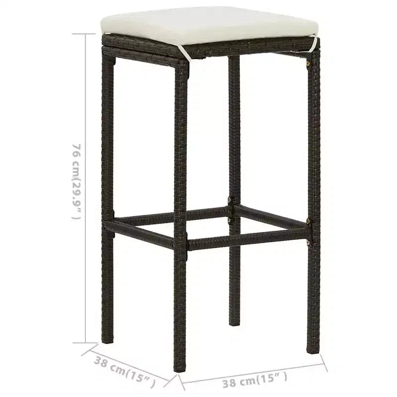 vidaXL Garden Bar Set PE rattan 3 Piece Set Footrest