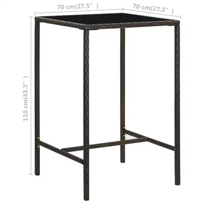 vidaXL Garden Bar Set PE rattan 3 Piece Set Footrest