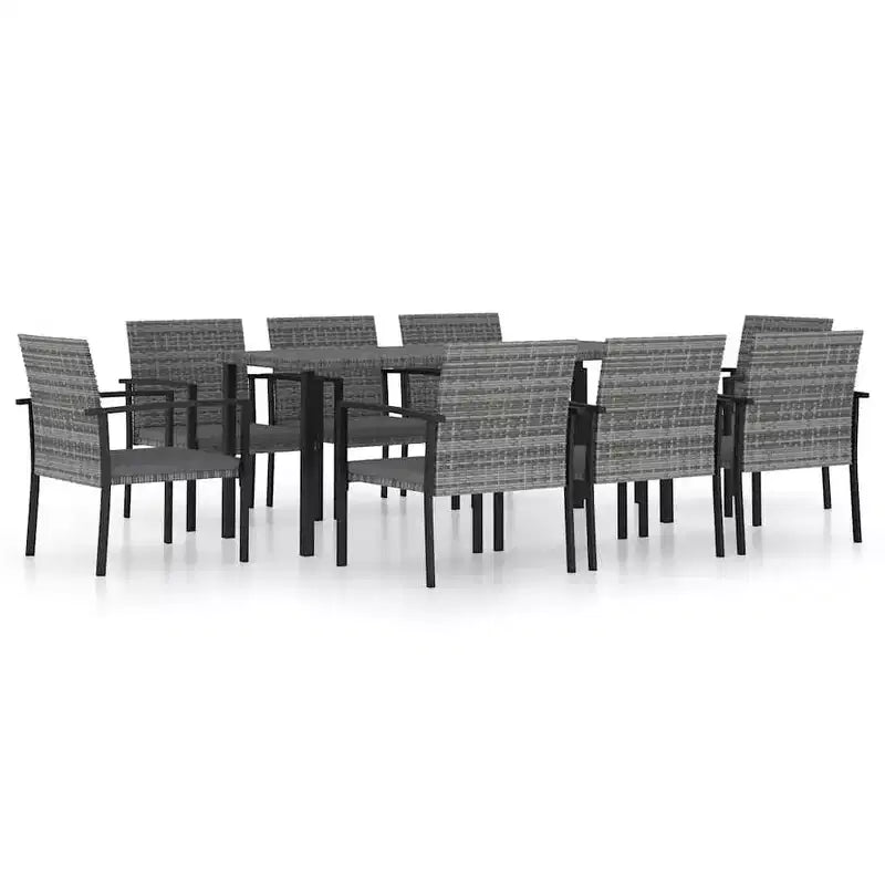 vidaXL Dining Set Poly rattan, powder-coated steel, glass