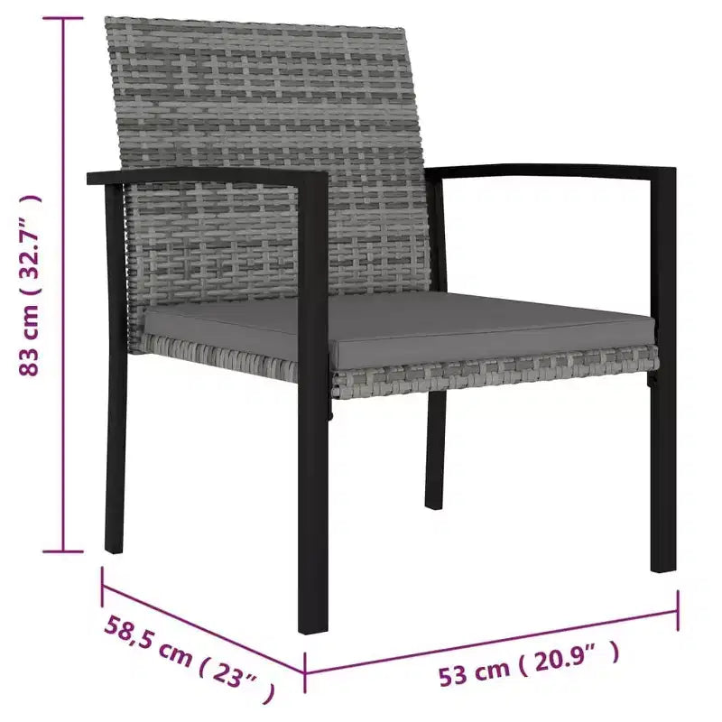 vidaXL Dining Set Poly rattan, powder-coated steel, glass