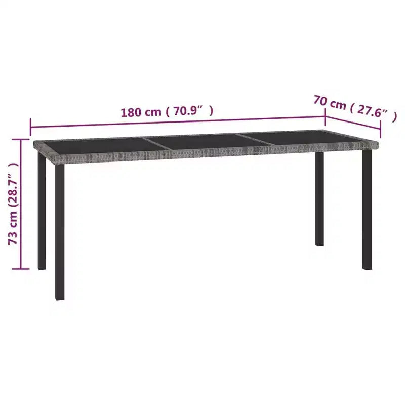 vidaXL Dining Set Poly rattan, powder-coated steel, glass