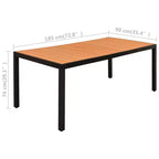 vidaXL Set da pranzo nero e marrone in polyrattan con schienale multiposizione