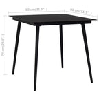 vidaXL Set da pranzo Nero in PE rattan, alluminio, vetro, acciaio 5 pz