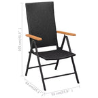 Set da pranzo vidaXL 7 pezzi nero e marrone in WPC, alluminio, rattan PE