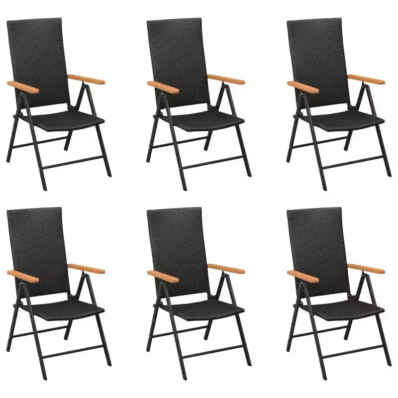 Set da pranzo vidaXL 7 pezzi nero e marrone in WPC, alluminio, rattan PE
