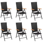 Set da pranzo vidaXL 7 pezzi nero e marrone in WPC, alluminio, rattan PE