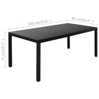 Set da pranzo vidaXL 7 pezzi nero e marrone in WPC, alluminio, rattan PE
