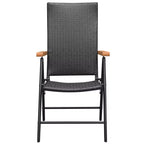 Set da pranzo vidaXL 7 pezzi nero e marrone in WPC, alluminio, rattan PE