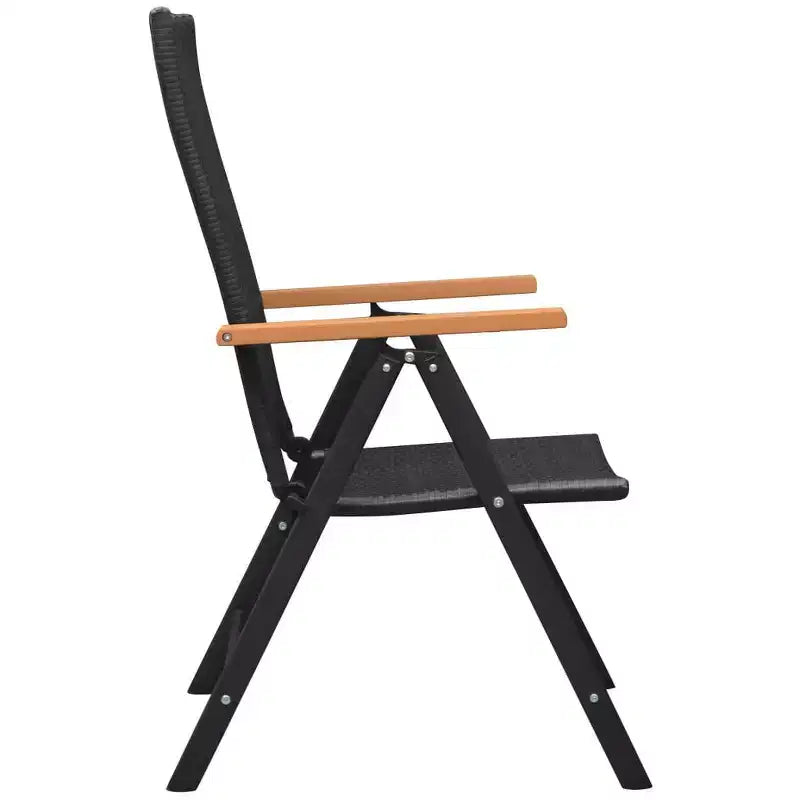 Set da pranzo vidaXL 7 pezzi nero e marrone in WPC, alluminio, rattan PE