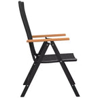 Set da pranzo vidaXL 7 pezzi nero e marrone in WPC, alluminio, rattan PE