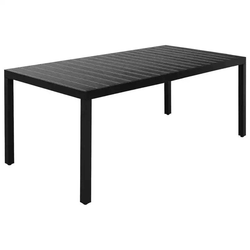 Set da pranzo vidaXL 7 pezzi nero e marrone in WPC, alluminio, rattan PE