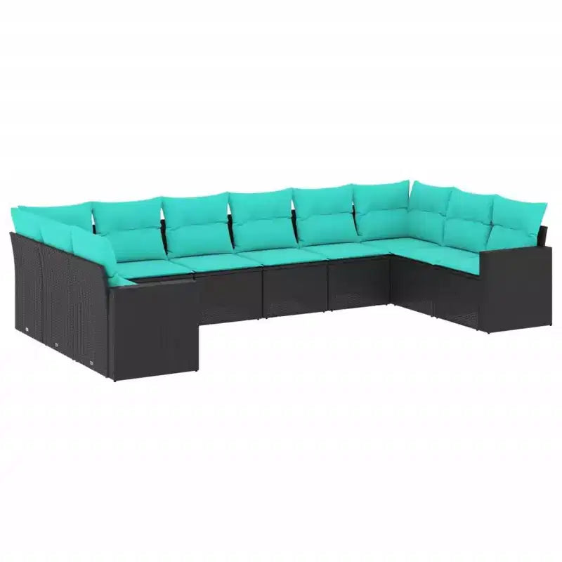 vidaXL Patio Sofa Set Black, Blue