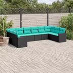 vidaXL Set divani da giardino Nero, Blu