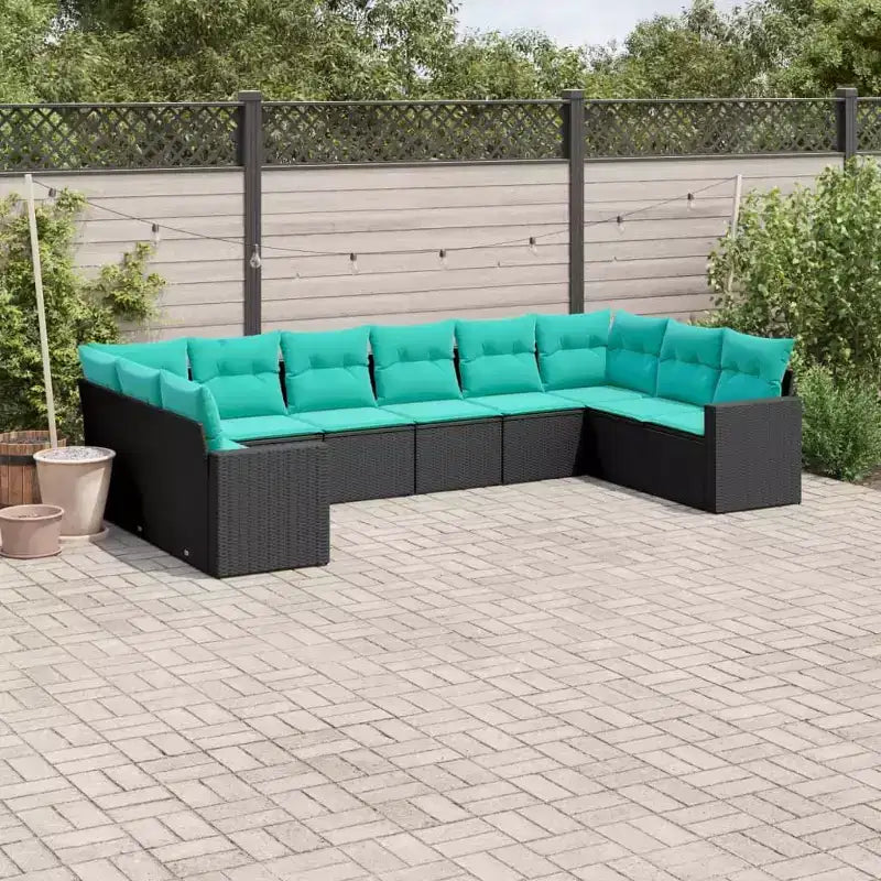 vidaXL Set divani da giardino Nero, Blu