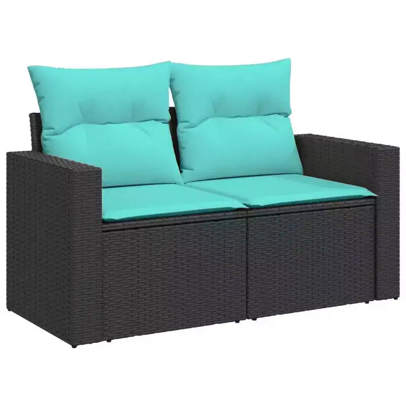 vidaXL Set divani da giardino Nero, Blu