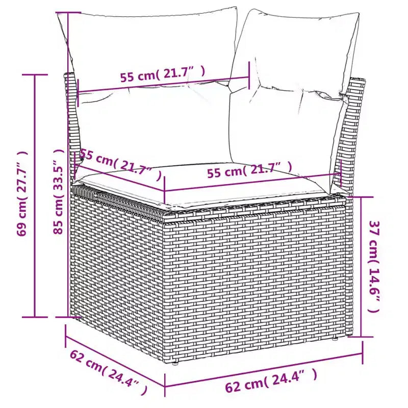 vidaXL Set divani da giardino Nero, Blu