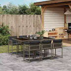 vidaXL Garden Dining Set Gray PE Rattan 6-Seater Foldable