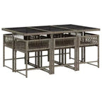 vidaXL Garden Dining Set Gray PE Rattan 6-Seater Foldable