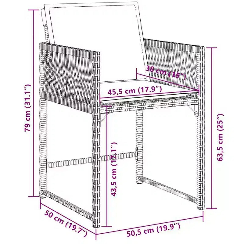 vidaXL Garden Dining Set Gray PE Rattan 6-Seater Foldable