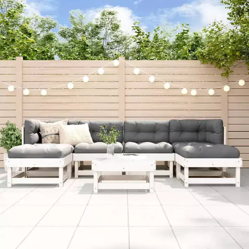 vidaXL Set Divani da Giardino Modulari Bianchi in Legno Massello di Pino e Compensato