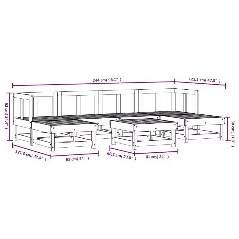 vidaXL Set Divani da Giardino Modulari Bianchi in Legno Massello di Pino e Compensato