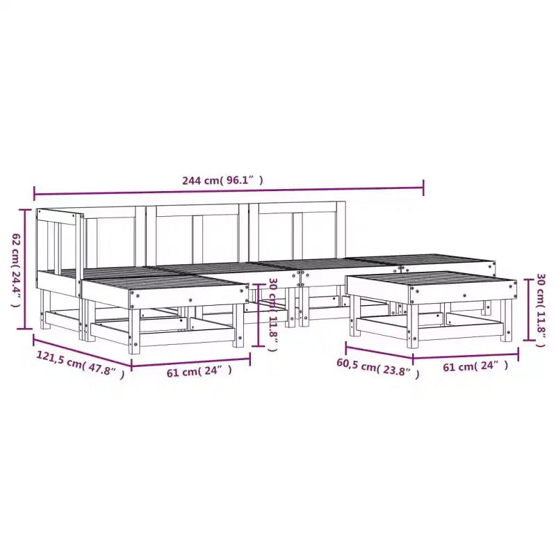 vidaXL Garden Lounge Set White Solid pine wood, Plywood Medium Modular