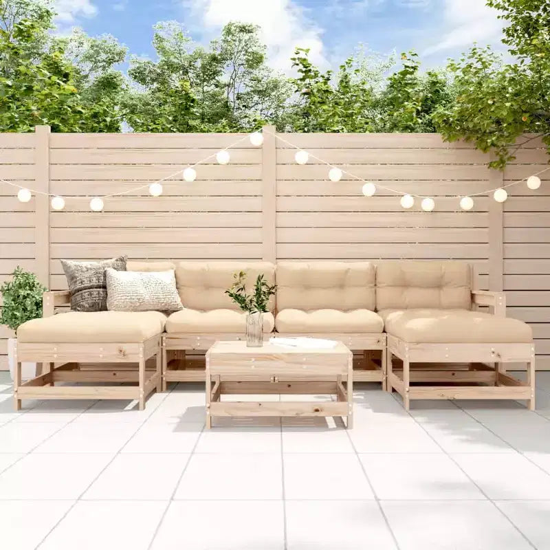 vidaXL Salotto da Giardino Legno naturale Legno massello di pino 7 Pezzi Modulare
