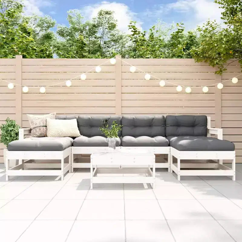 vidaXL Salotto da Giardino Legno naturale Legno massello di pino 7 Pezzi Modulare