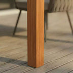 Famapy Natural Teak Wood Grain HDPE Outdoor Dining Table & Chairs,Weather-Resistant Patio Table with Umbrella Hole,Patio & Backyard Outdoor Set