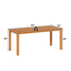 Famapy Natural Teak Wood Grain HDPE Outdoor Dining Table & Chairs,Weather-Resistant Patio Table with Umbrella Hole,Patio & Backyard Outdoor Set